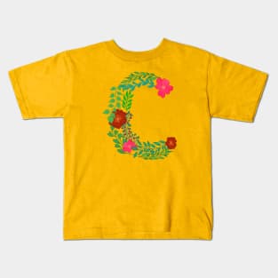 ALPHABET C FROM LEAVES AND FLOWERS Kids T-Shirt